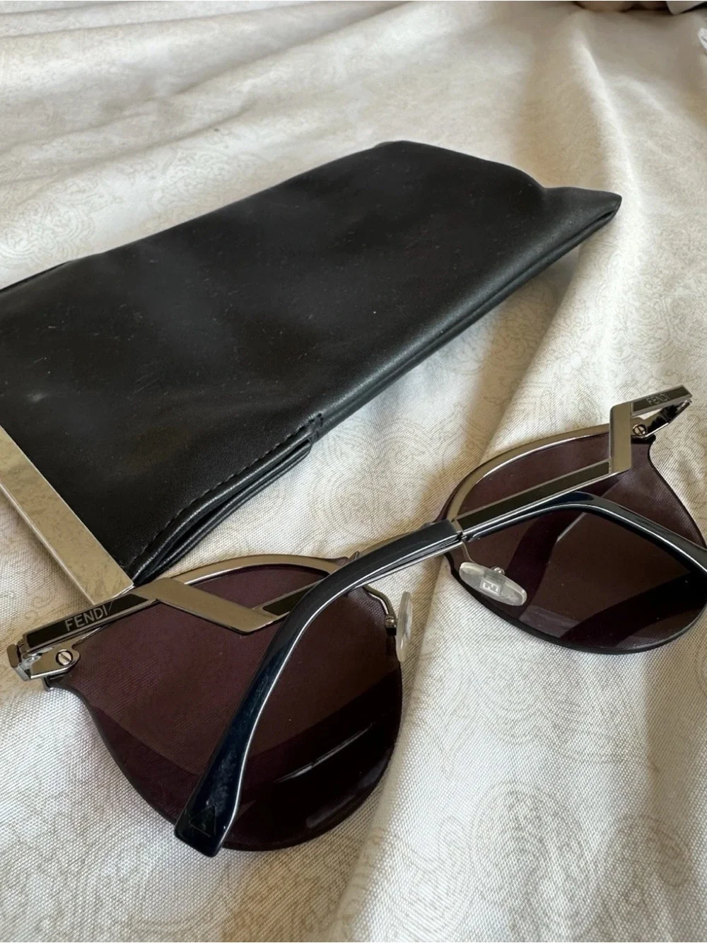 Fendi Mirrored Rimless Cat Eye Sunglasses